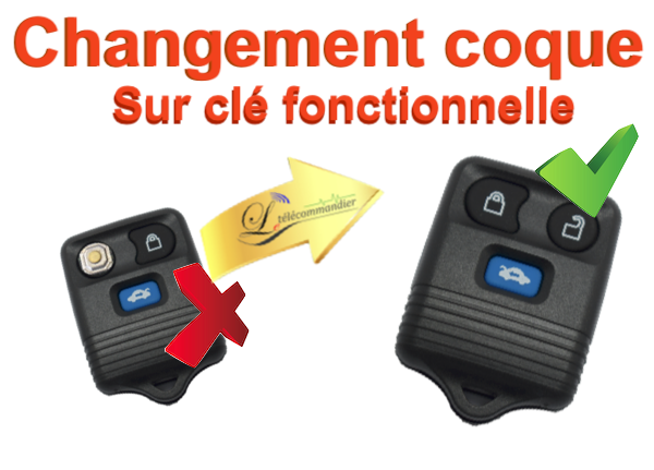 Changement Boîtier Bip Ford 3 boutons-Connect, C-MAX, Explorer, Fiesta, Focus, Fusion, Galaxy, KA, Kuga, Mondeo, S-MAX, Transit