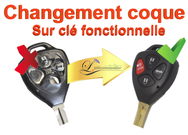 Changement Boîtier Clé 4 boutons Toyota modele 2