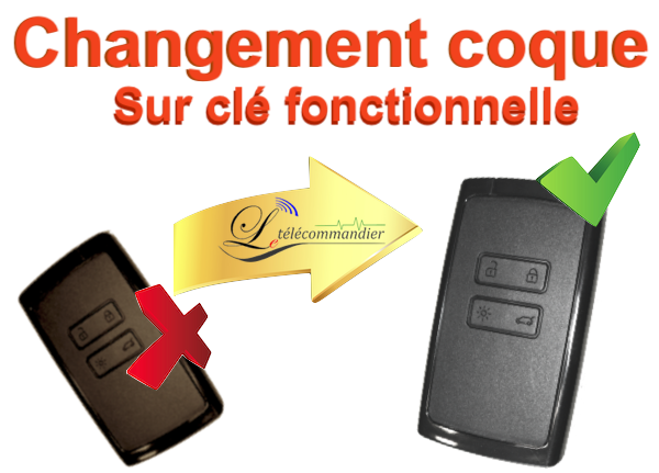 Changement de coque carte 4 boutons Captur Koleos Espace5 Megane5