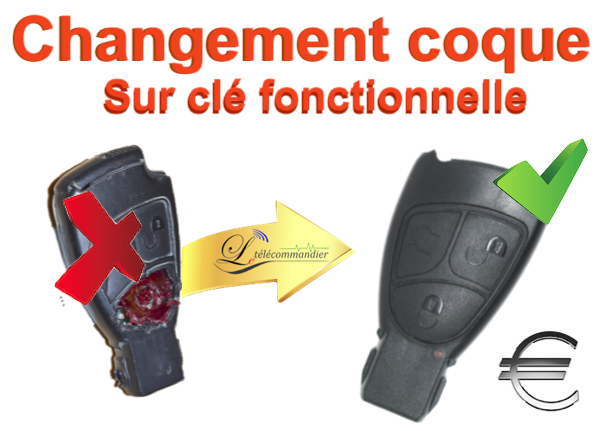 Changement Coque / Clé FBS3 Mercedes 3 boutons courte