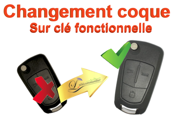 Changement Boîtier Clé Pliante Opel 3 touches avec symbole porte