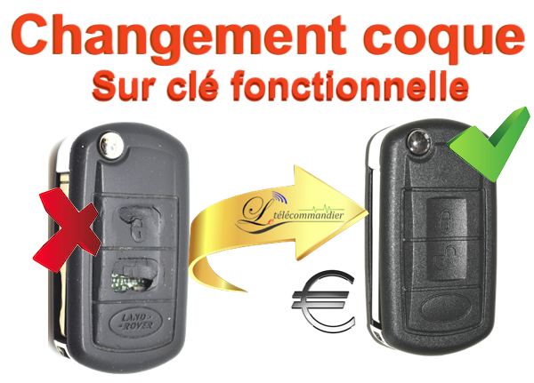 Changement Boîtier Clé 3 boutons-Land Rover - Freelander - Defender - Discovery - Sport