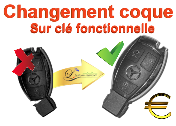 Changement Boîtier Clé FBS3 3 touches Mercedes (à flanc métal)