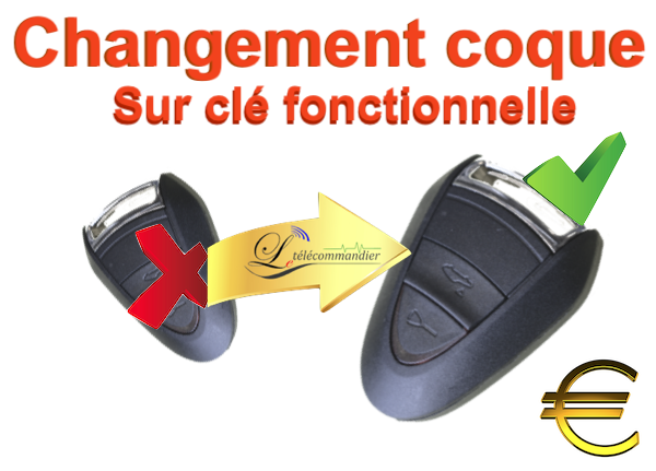 Changement Boîtier Clé fixe Porsche 3 boutons mod3