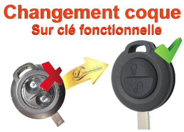 Changement Boitier Clé Smart Lame Fixe 2 boutons