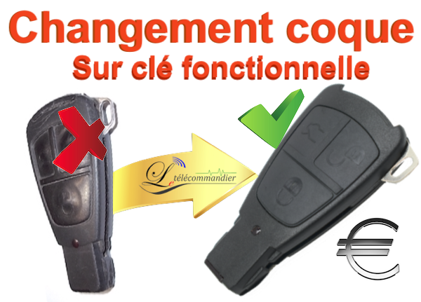 Changement Boîtier Clé Mercedes - 3 boutons Longue - 1ere Génération