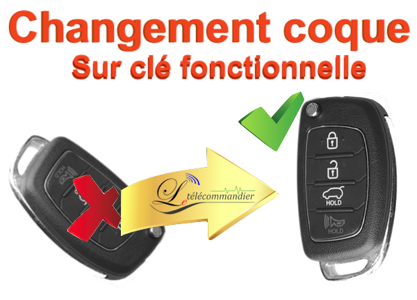 Changement Boîtier clé pliante 4 boutons - i20 - i30 - i40 