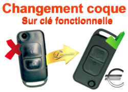 Changement Coque / Clé à empreinte PLIANTE mercedes 2 boutons