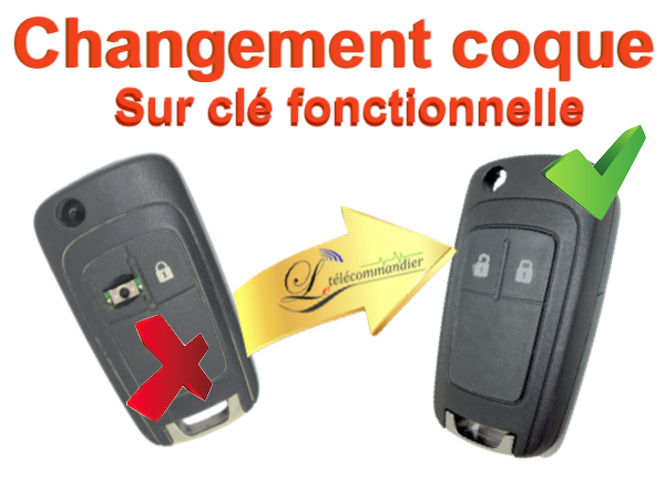 Changement Boîtier Clé pliante Opel 2 touches - symbole cadenas 